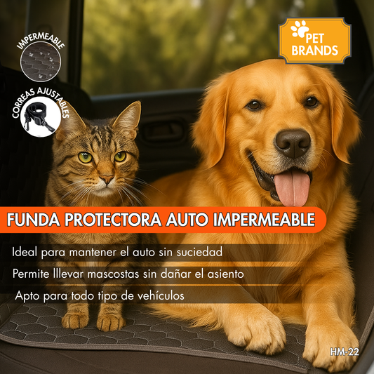Cubre Asiento Impermeable Perro Mascotas Marca Petsbrand Hm-22 Funda Con Correas Negro