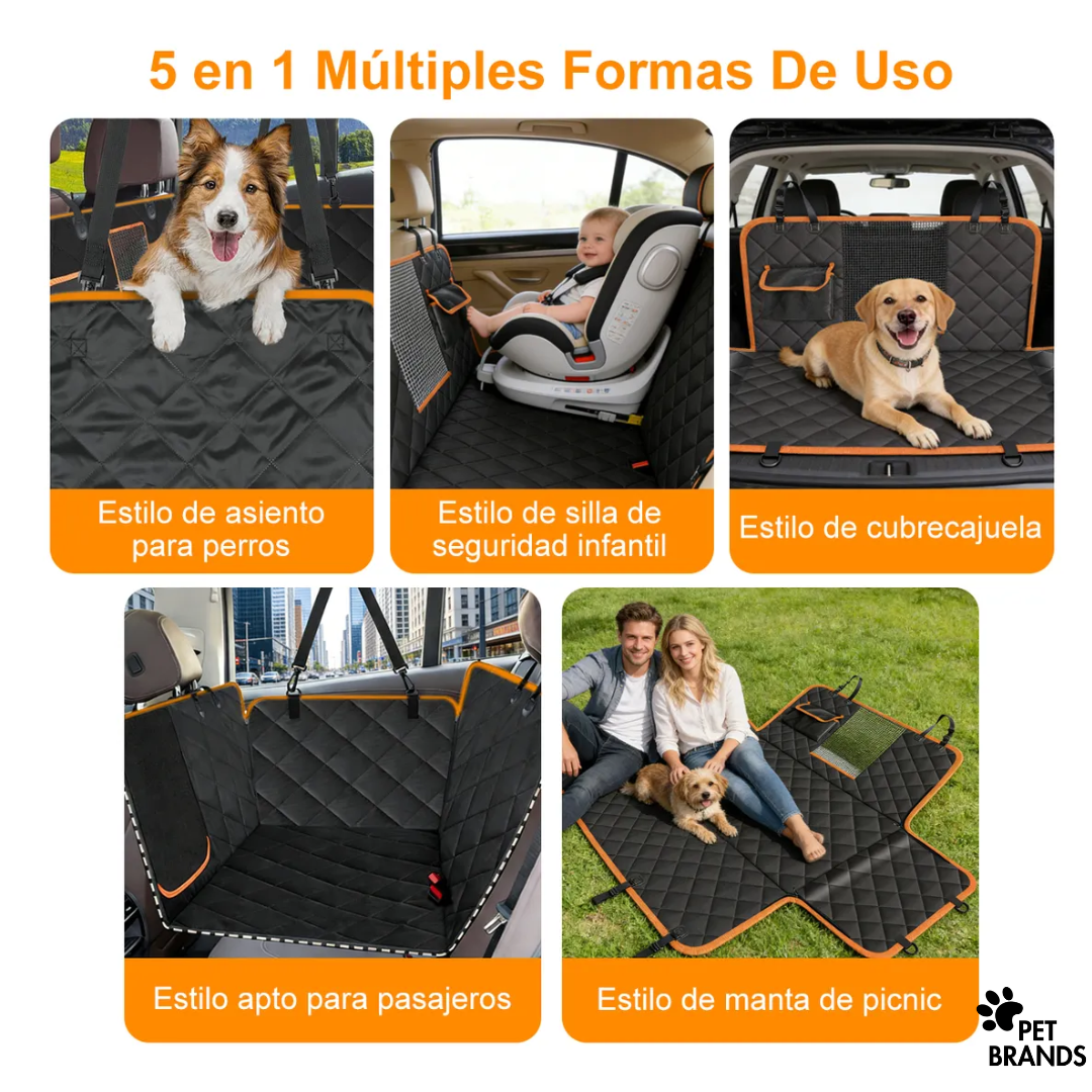 Cubre Asiento Impermeable Auto Funda Petsbrand Negra Tela Resistente