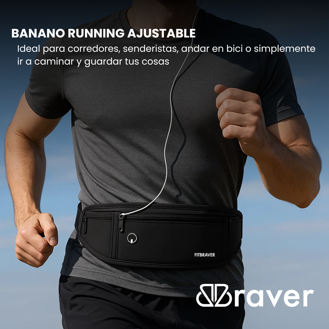 Cómodo Banano Running Fitbraver Resistente al Agua Negro