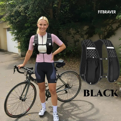 Chaleco Running Fitbraver Bolso Bicicleta Mochila Trail Senderismo Negro