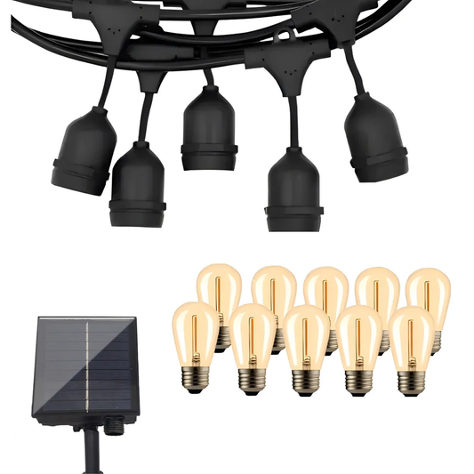 Guirnalda Solar 10 Metros 10 Ampolletas Resistente al Agua y Sol