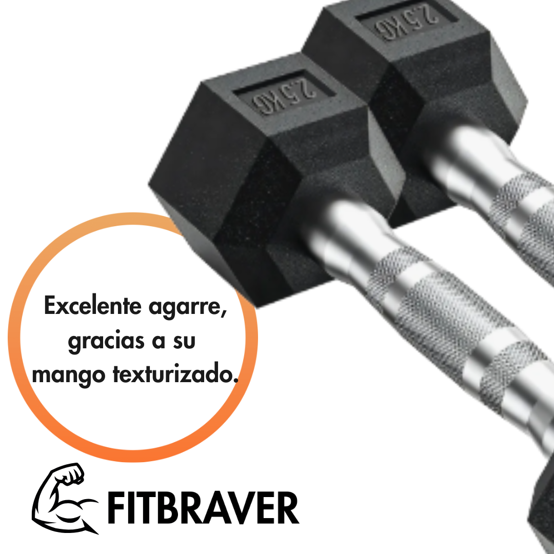 Par Mancuernass Fitbraver Set 2.5kg Acero Y Caucho Negro