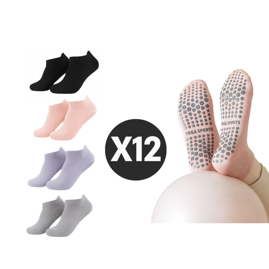 Set 12 Calcetines Antideslizantes Algodón Yoga Pilates Casa