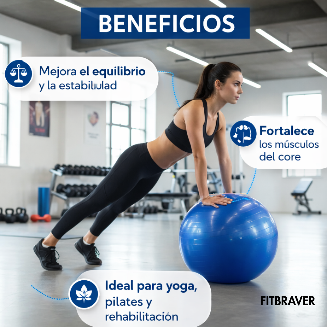 Pelota Balon de Yoga Pilates 65cm Con Inflador Fitbraver