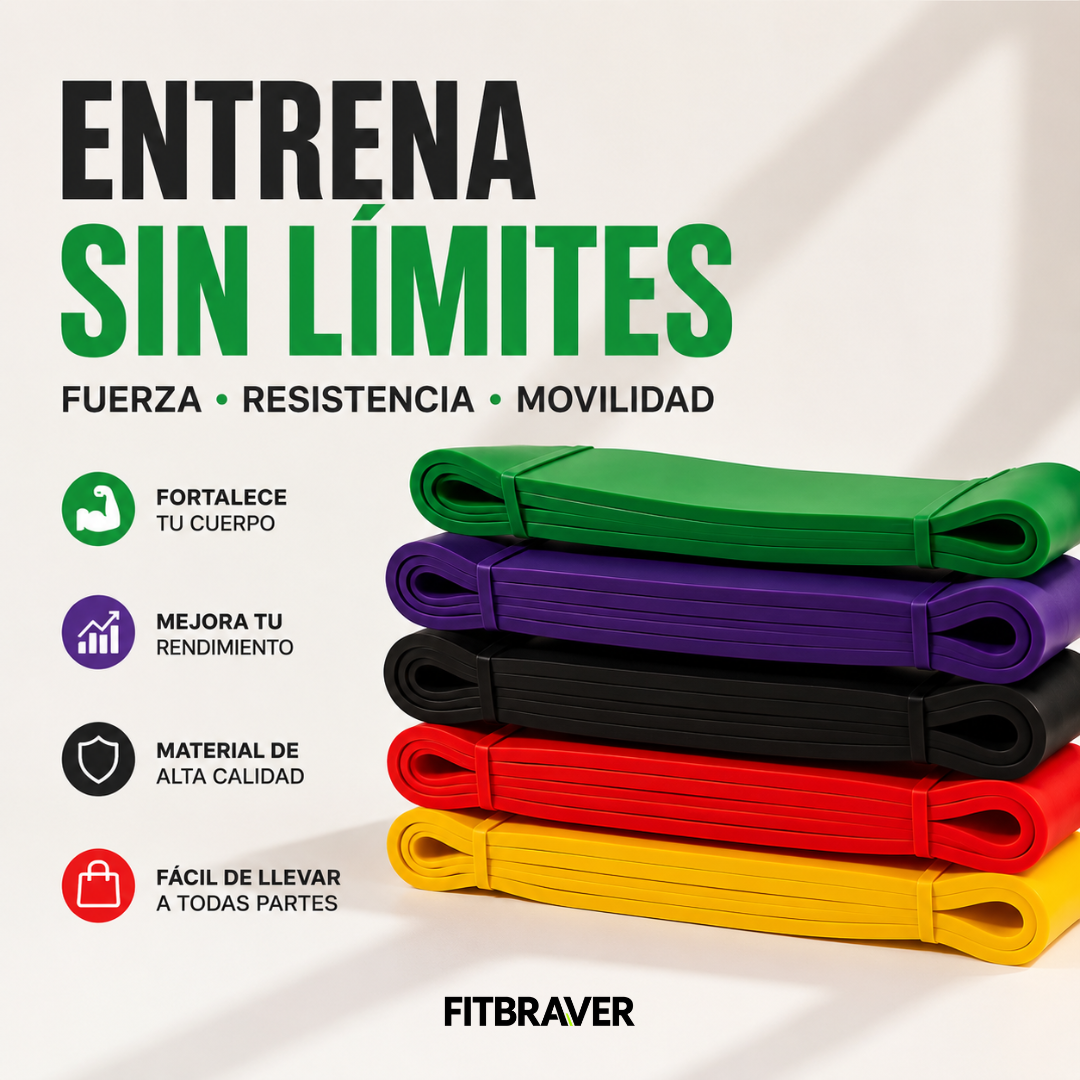 Set 5 Bandas Elasticas De Resistencia Pack Ligas Tpe Fitness