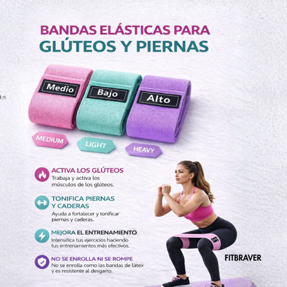 Set 3 Bandas Resistencia Ejercicio Bandas Elastica Tela Hip