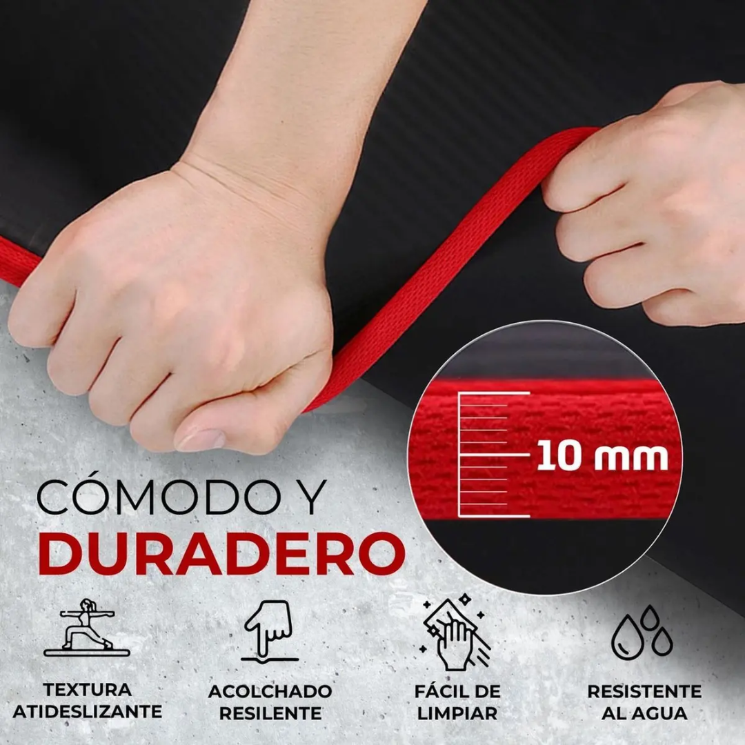 Mat Yoga Grueso 10mm Cómodo Antideslizante Nbr 183x61cm Fit