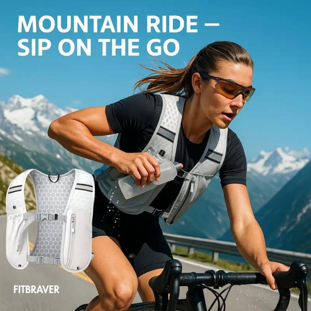 Chaleco Running Fitbraver Bolso Bicicleta Mochila Trail Senderismo Negro