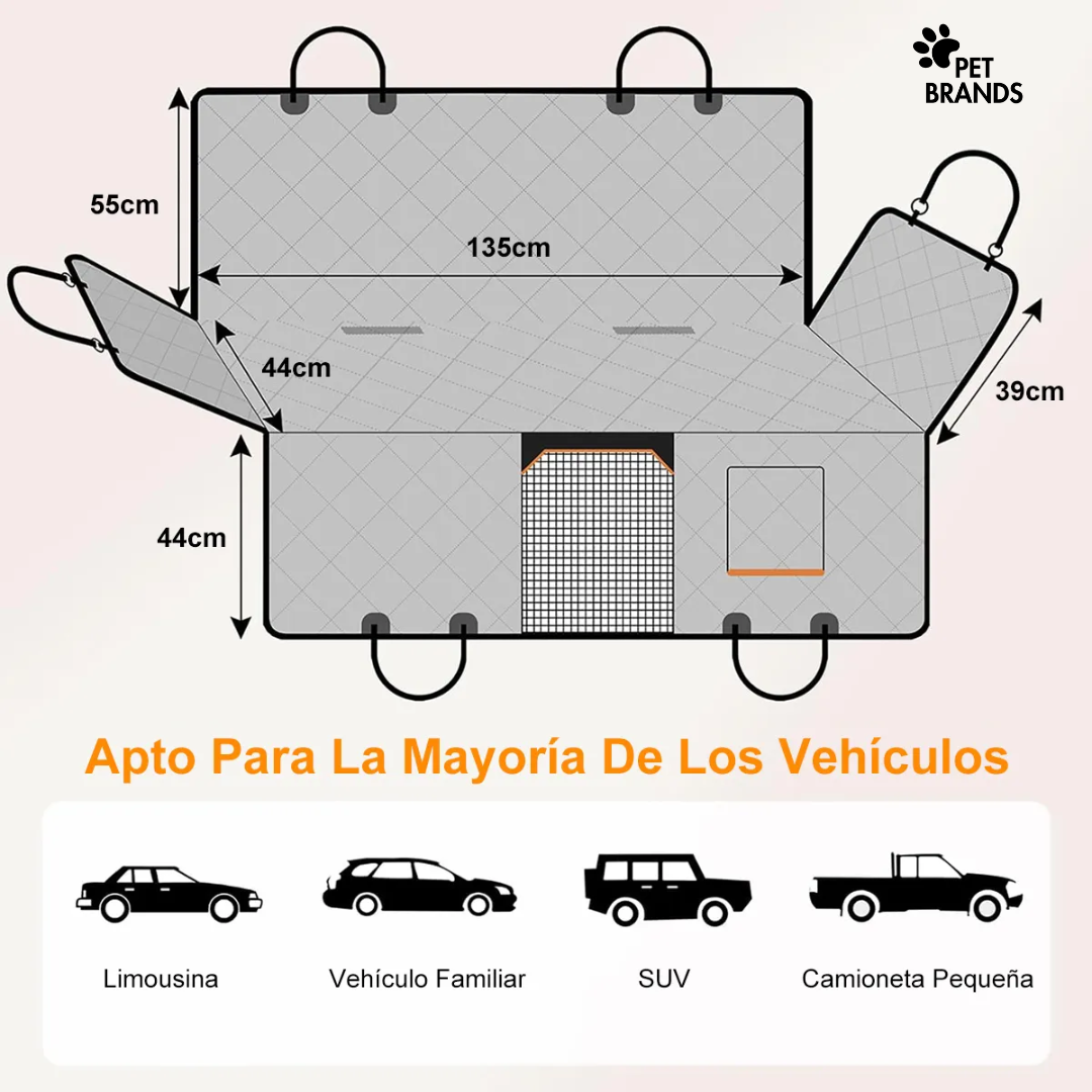 Cubre Asiento Impermeable Auto Funda Petsbrand Negra Tela Resistente