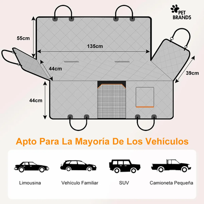 Cubre Asiento Impermeable Auto Funda Petsbrand Negra Tela Resistente