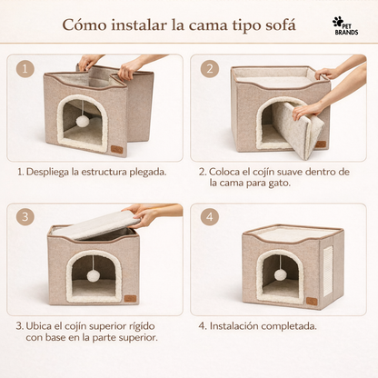 Cómoda Cama Para Gatos Plegable Petbrand Acogedora