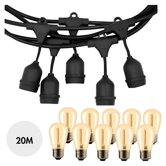 Guirnalda Exterior Unible 20 Metros 20 Ampolletas Enchufable