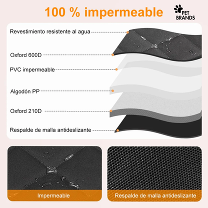 Cubre Asiento Impermeable Auto Funda Petsbrand Negra Tela Resistente