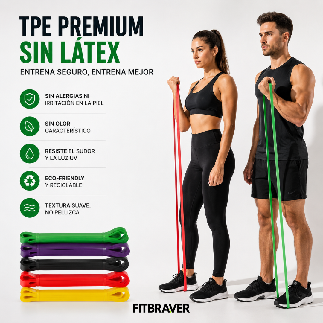Set 5 Bandas Elasticas De Resistencia Pack Ligas Tpe Fitness