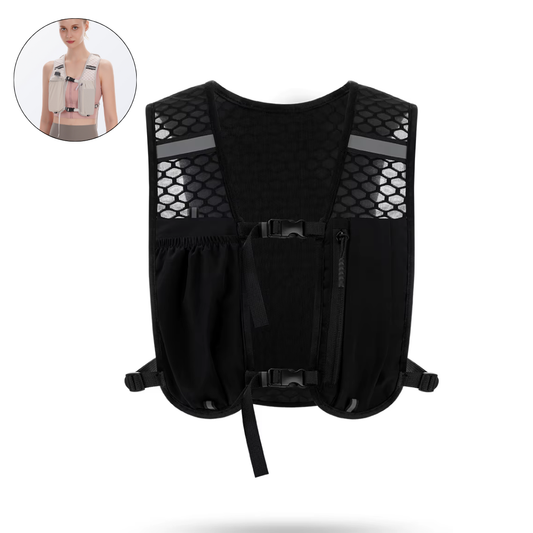 Chaleco Running Fitbraver Bolso Bicicleta Mochila Trail Senderismo Negro