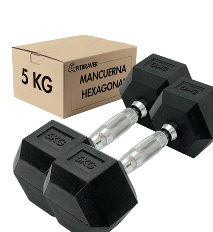 Par Mancuerna Fitbraver Set 5kg Acero Y Caucho Negro