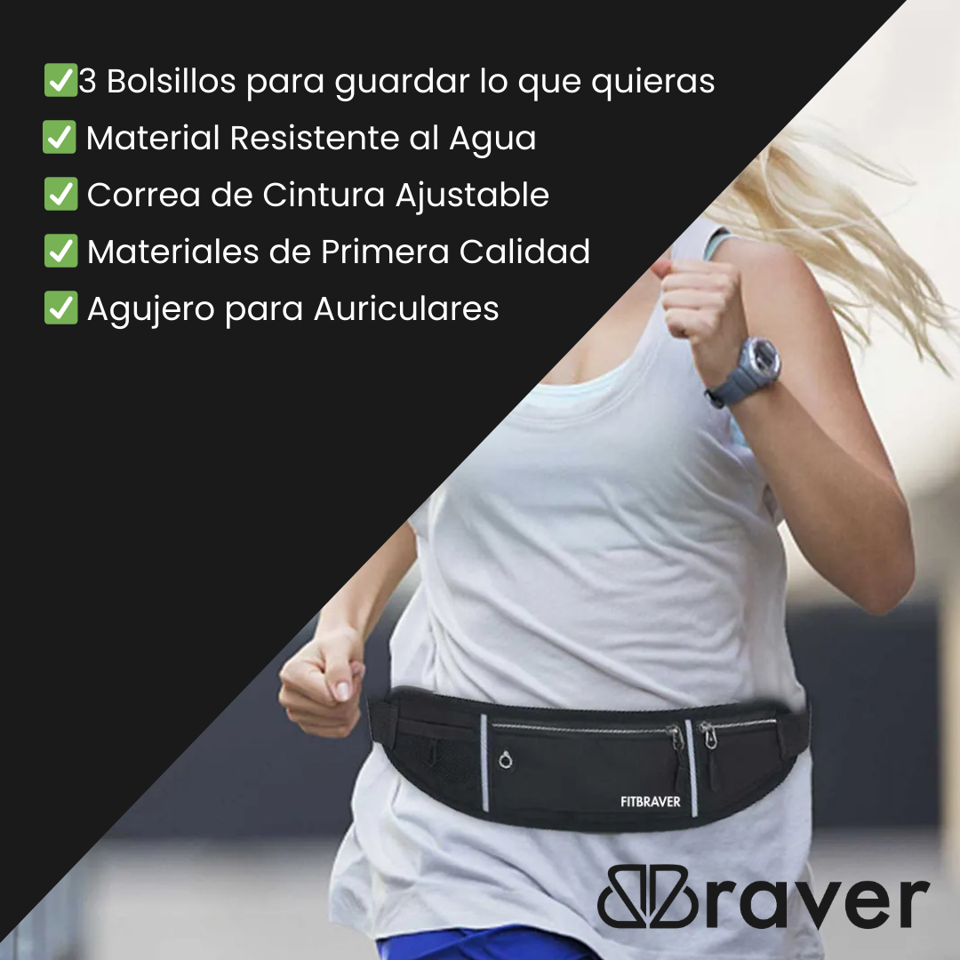 Cómodo Banano Running Fitbraver Resistente al Agua Negro