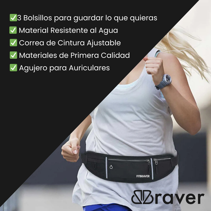 Cómodo Banano Running Fitbraver Resistente al Agua Negro