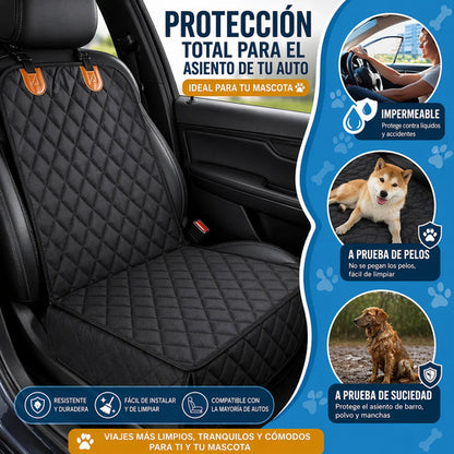 Funda Impermeable Asiento Auto Mascotas Con Cinturon Negro