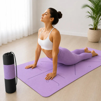 Mat Yoga Pilates Lila Colchoneta Eco Guías +bolso+correa 6mm
