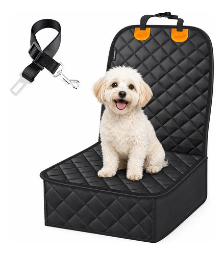Funda Impermeable Asiento Auto Mascotas Con Cinturon Negro