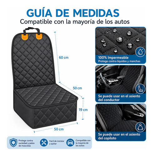 Funda Impermeable Asiento Auto Mascotas Con Cinturon Negro