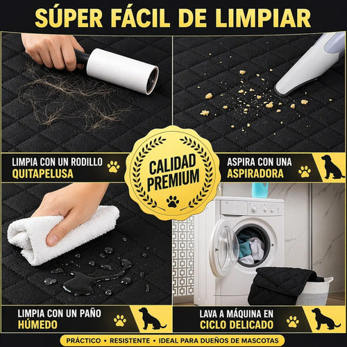 Funda Impermeable Asiento Auto Mascotas Con Cinturon Negro