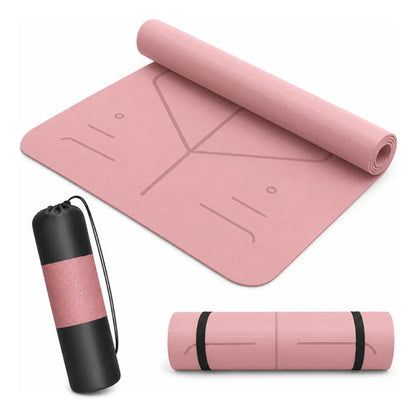 Mat Yoga Pilates Colchoneta Eco Guías +bolso+correa 6mm Rosa