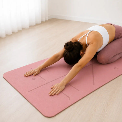 Mat Yoga Pilates Colchoneta Eco Guías +bolso+correa 6mm Rosa