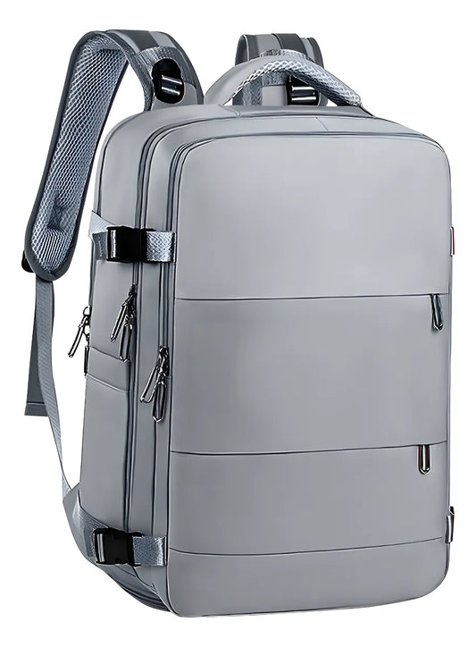 Mochila De Viaje Avión Gran Capacidad Color Gris Diseño De La Tela Lisa