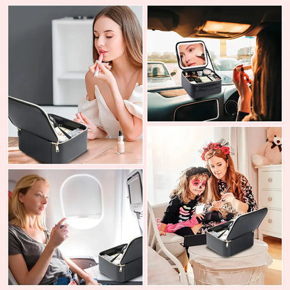 Cosmetiquero Con Espejo Organizador Led Impermeable Maquillaje