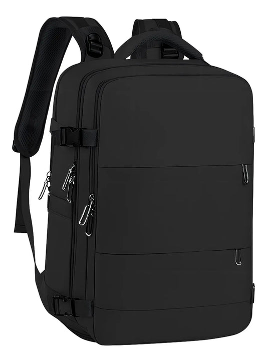 Mochila De Viaje Avión Gran Capacidad Color Negro Diseño De La Tela Lisa