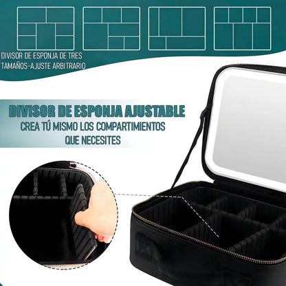 Cosmetiquero Con Espejo Organizador Led Impermeable Maquillaje