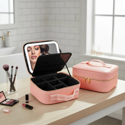 Cosmetiquero Con Espejo Organizador Led Impermeable Maquillaje