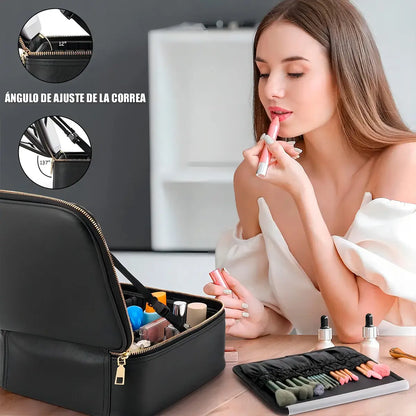Cosmetiquero Con Espejo Organizador Led Impermeable Maquillaje