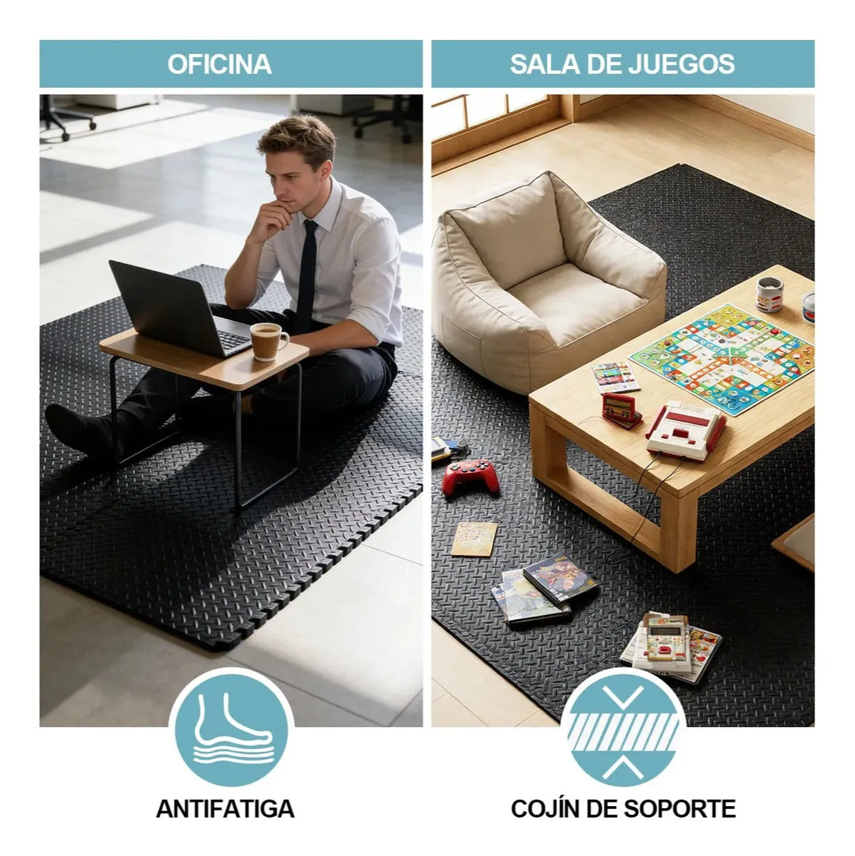 Pack 6 Unidad Piso Deportivo Goma Eva Alfombra Tatami 60x60