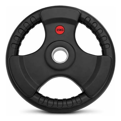 Disco Olímpico Grip 25kg Con Asas Recubierto En Goma