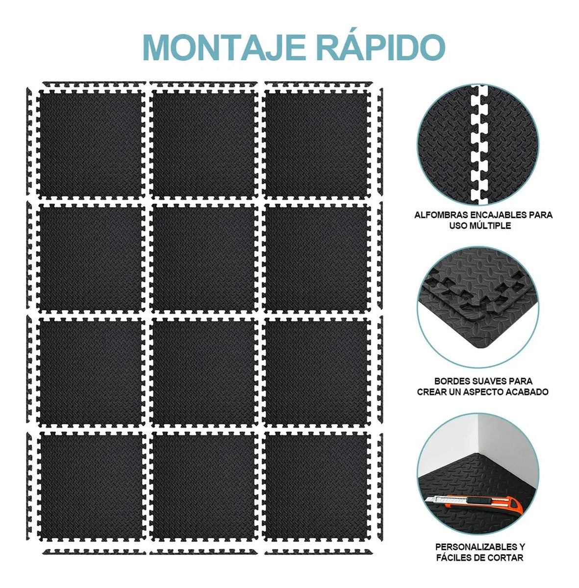 Pack 6 Unidad Piso Deportivo Goma Eva Alfombra Tatami 60x60