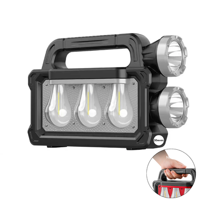 Lampara Linterna Solar Emergencia Foco Led Power Bank Color Negro